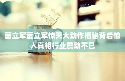 董立军董立军惊天大动作揭秘背后惊人真相行业震动不已