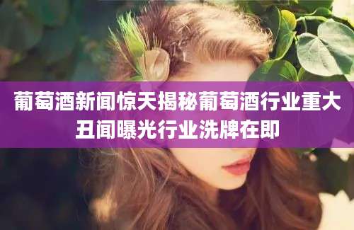 葡萄酒新闻惊天揭秘葡萄酒行业重大丑闻曝光行业洗牌在即