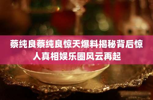 蔡纯良蔡纯良惊天爆料揭秘背后惊人真相娱乐圈风云再起