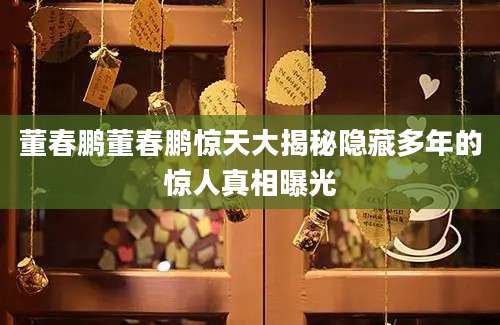 董春鹏董春鹏惊天大揭秘隐藏多年的惊人真相曝光