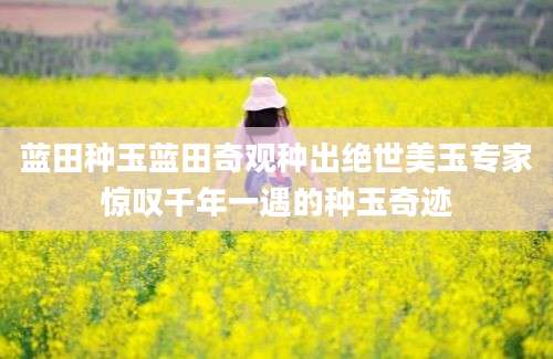 蓝田种玉蓝田奇观种出绝世美玉专家惊叹千年一遇的种玉奇迹