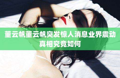董云帆董云帆突发惊人消息业界震动真相究竟如何