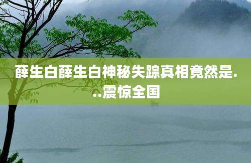 薛生白薛生白神秘失踪真相竟然是...震惊全国