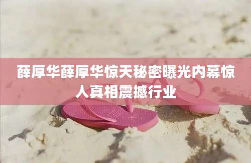 薛厚华薛厚华惊天秘密曝光内幕惊人真相震撼行业