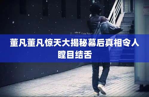 董凡董凡惊天大揭秘幕后真相令人瞠目结舌