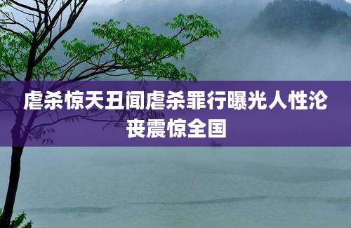 虐杀惊天丑闻虐杀罪行曝光人性沦丧震惊全国
