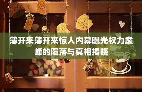 薄开来薄开来惊人内幕曝光权力巅峰的陨落与真相揭晓