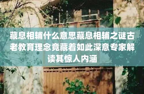 藏息相辅什么意思藏息相辅之谜古老教育理念竟藏着如此深意专家解读其惊人内涵