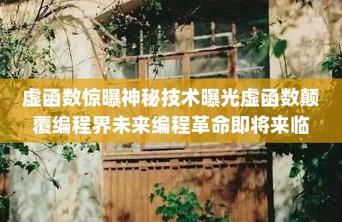 虚函数惊曝神秘技术曝光虚函数颠覆编程界未来编程革命即将来临