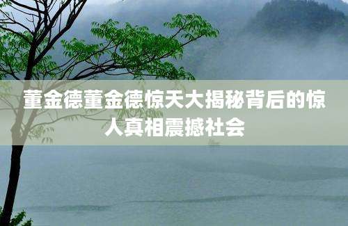 董金德董金德惊天大揭秘背后的惊人真相震撼社会