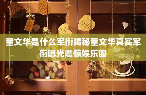 董文华是什么军衔揭秘董文华真实军衔曝光震惊娱乐圈
