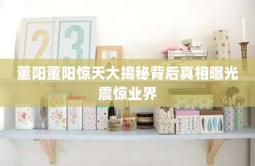 董阳董阳惊天大揭秘背后真相曝光震惊业界