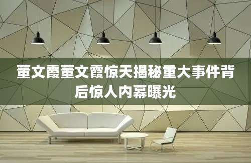 董文霞董文霞惊天揭秘重大事件背后惊人内幕曝光