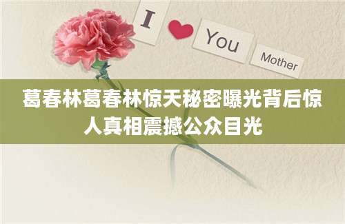 葛春林葛春林惊天秘密曝光背后惊人真相震撼公众目光