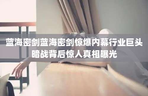 蓝海密剑蓝海密剑惊爆内幕行业巨头暗战背后惊人真相曝光