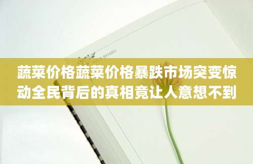 蔬菜价格蔬菜价格暴跌市场突变惊动全民背后的真相竟让人意想不到