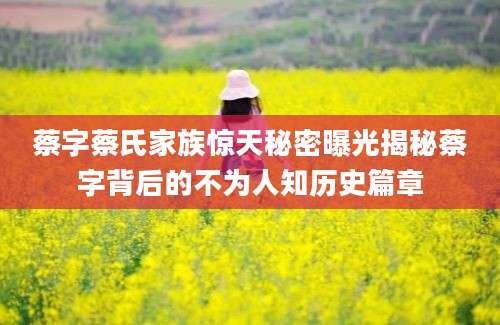 蔡字蔡氏家族惊天秘密曝光揭秘蔡字背后的不为人知历史篇章