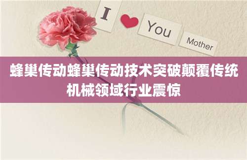蜂巢传动蜂巢传动技术突破颠覆传统机械领域行业震惊