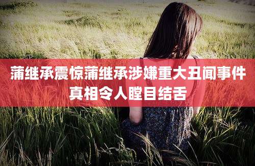 蒲继承震惊蒲继承涉嫌重大丑闻事件真相令人瞠目结舌
