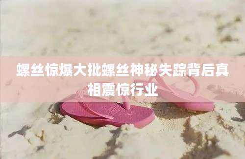螺丝惊爆大批螺丝神秘失踪背后真相震惊行业