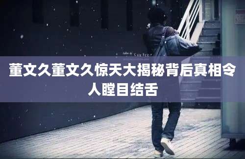 董文久董文久惊天大揭秘背后真相令人瞠目结舌