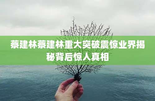 蔡建林蔡建林重大突破震惊业界揭秘背后惊人真相