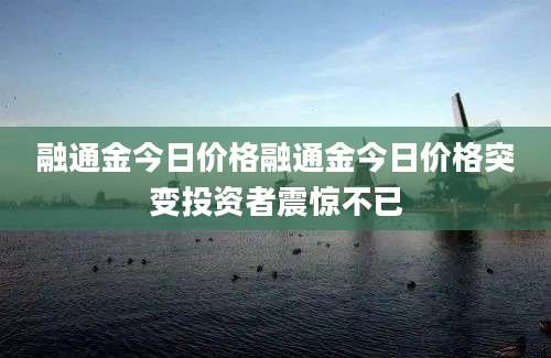 融通金今日价格融通金今日价格突变投资者震惊不已