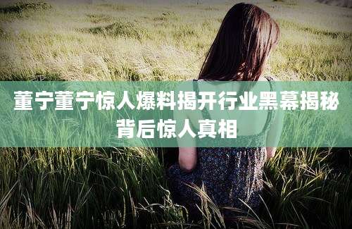 董宁董宁惊人爆料揭开行业黑幕揭秘背后惊人真相
