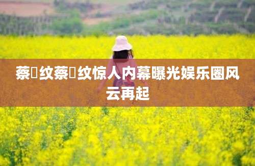 蔡旻纹蔡旻纹惊人内幕曝光娱乐圈风云再起