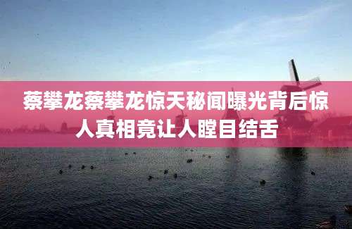 蔡攀龙蔡攀龙惊天秘闻曝光背后惊人真相竟让人瞠目结舌