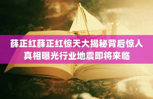 薛正红薛正红惊天大揭秘背后惊人真相曝光行业地震即将来临