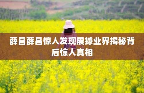 薛昌薛昌惊人发现震撼业界揭秘背后惊人真相