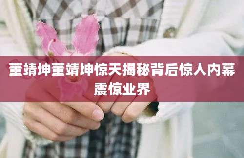 董靖坤董靖坤惊天揭秘背后惊人内幕震惊业界