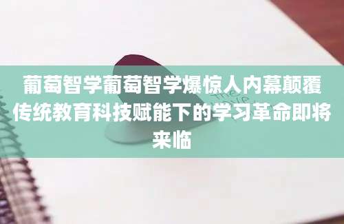葡萄智学葡萄智学爆惊人内幕颠覆传统教育科技赋能下的学习革命即将来临