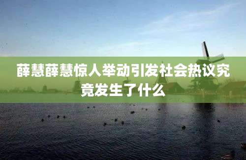 薛慧薛慧惊人举动引发社会热议究竟发生了什么