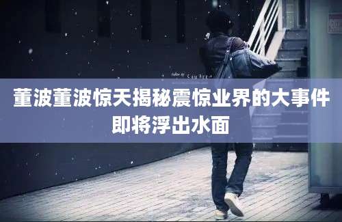 董波董波惊天揭秘震惊业界的大事件即将浮出水面