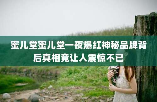 蜜儿堂蜜儿堂一夜爆红神秘品牌背后真相竟让人震惊不已