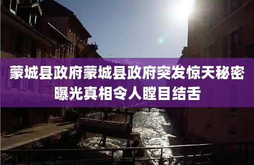 蒙城县政府蒙城县政府突发惊天秘密曝光真相令人瞠目结舌