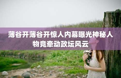 薄谷开薄谷开惊人内幕曝光神秘人物竟牵动政坛风云