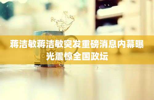 蒋洁敏蒋洁敏突发重磅消息内幕曝光震惊全国政坛