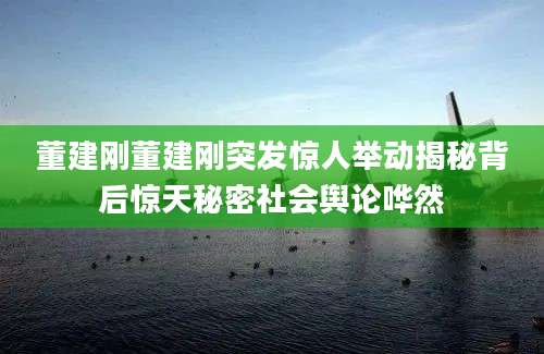 董建刚董建刚突发惊人举动揭秘背后惊天秘密社会舆论哗然