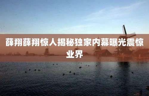 薛翔薛翔惊人揭秘独家内幕曝光震惊业界