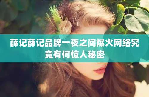 薛记薛记品牌一夜之间爆火网络究竟有何惊人秘密