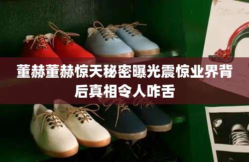 董赫董赫惊天秘密曝光震惊业界背后真相令人咋舌