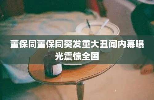 董保同董保同突发重大丑闻内幕曝光震惊全国