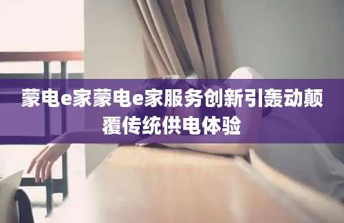 蒙电e家蒙电e家服务创新引轰动颠覆传统供电体验