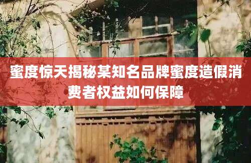 蜜度惊天揭秘某知名品牌蜜度造假消费者权益如何保障