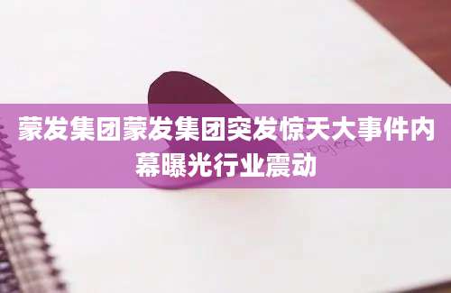 蒙发集团蒙发集团突发惊天大事件内幕曝光行业震动