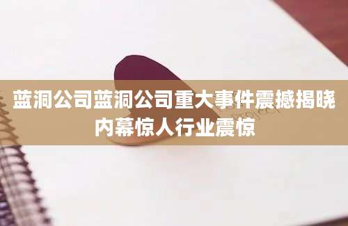 蓝洞公司蓝洞公司重大事件震撼揭晓内幕惊人行业震惊