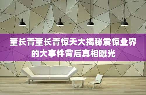 董长青董长青惊天大揭秘震惊业界的大事件背后真相曝光